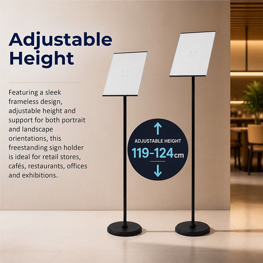 A3 Premium Floor Poster Stand Adjustable Height Business Menu Display Pedestal Sign