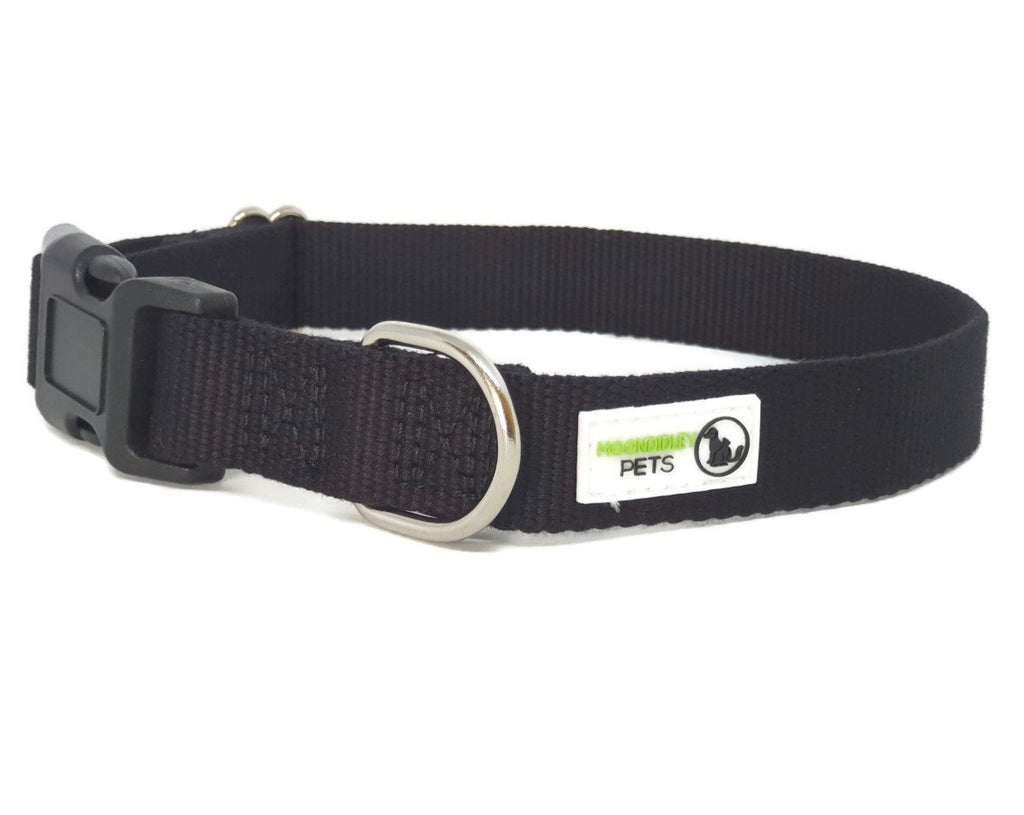 100% Pure Bamboo Fibre Dog Collar Plastic Buckle - Moondidley Pets X-Small Black