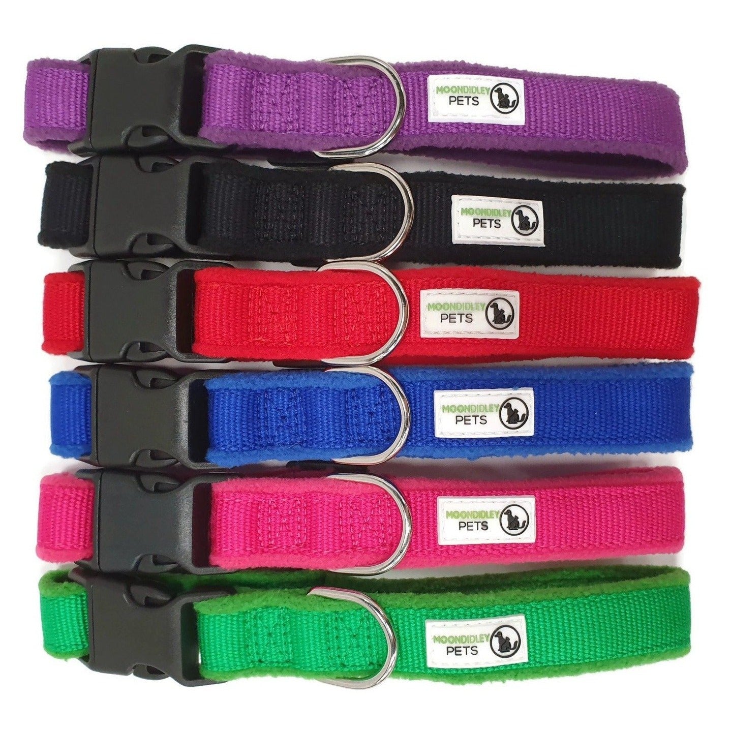 100% Pure Bamboo Fibre w/Fleece Lining Dog Collar Plastic Buckle -  Large Black