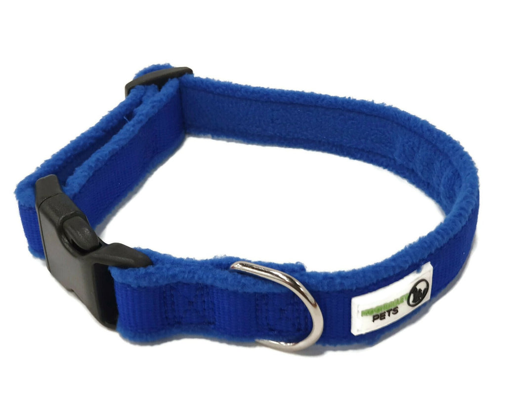 100% Pure Bamboo Fibre w/Fleece Lining Dog Collar Plastic Buckle -  Large Navy