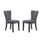 Set 2 Studded Grey Velvet Look Armless Dining Chairs 94cm