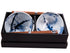 Bowl Set 2pcs with Chopsticks Blue White Splash Design