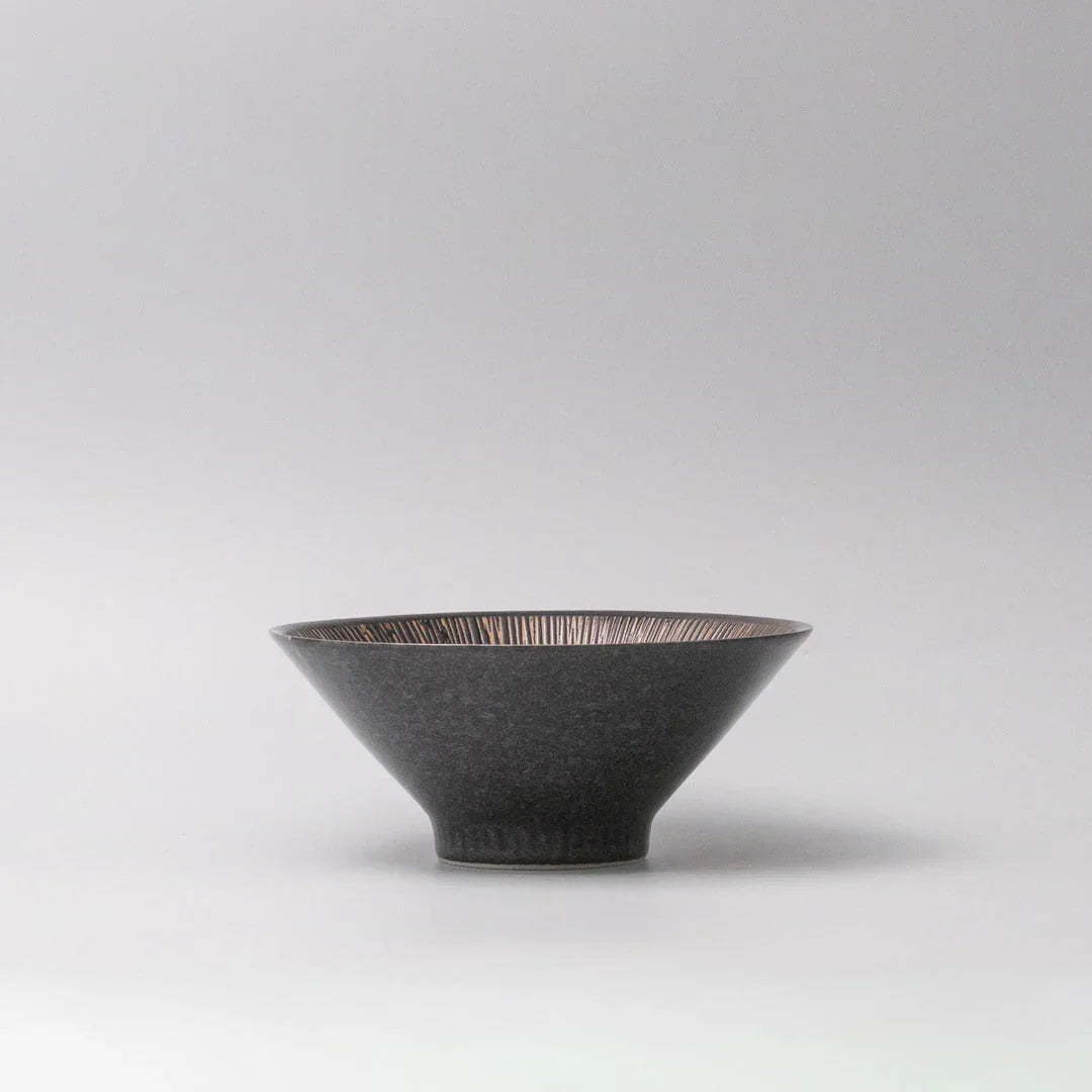 Bowl V shape 19cm Bronze Converging Line Glaze