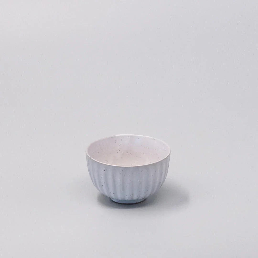 Tea Cup Ridged 150ml Speckled White