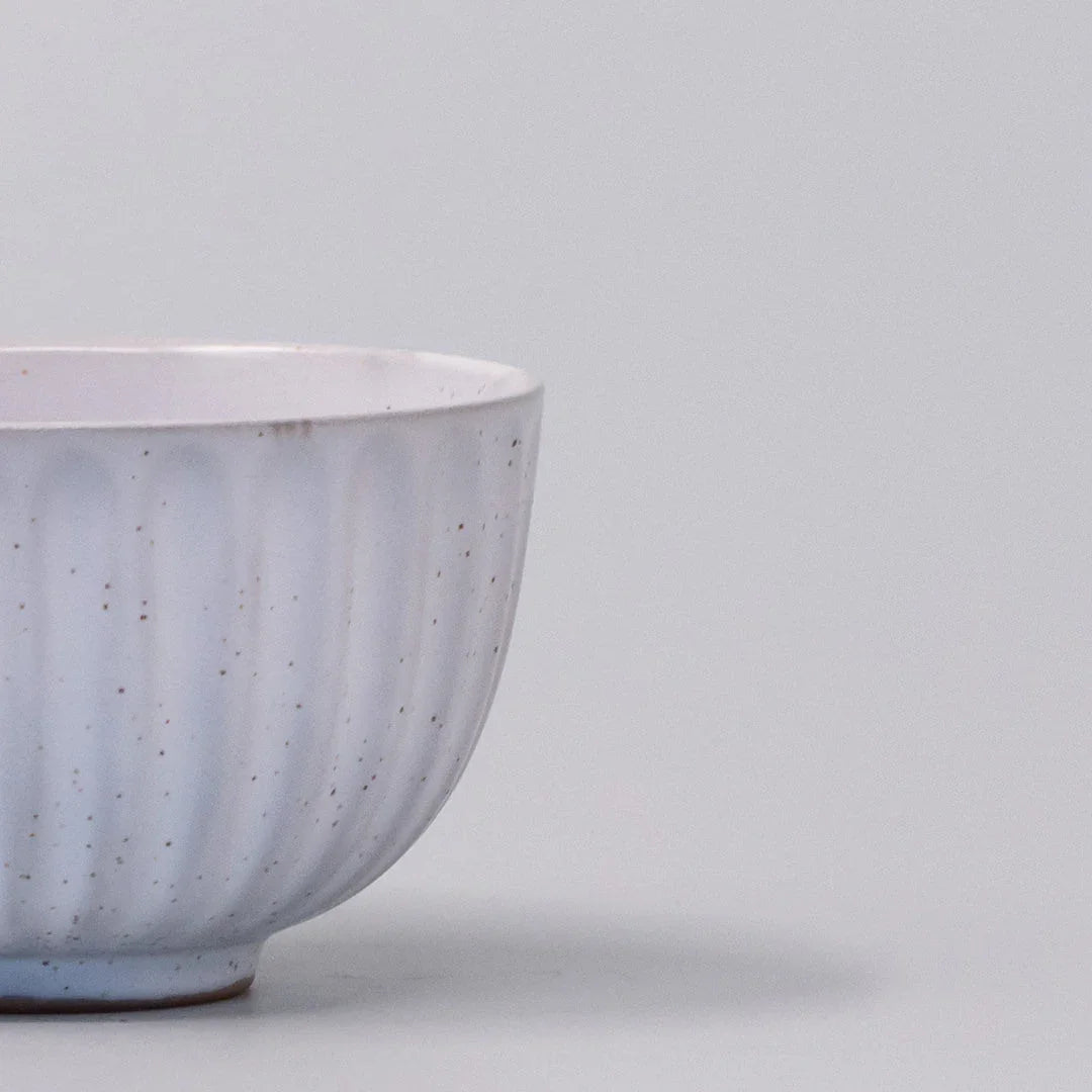 Tea Cup Ridged 150ml Speckled White
