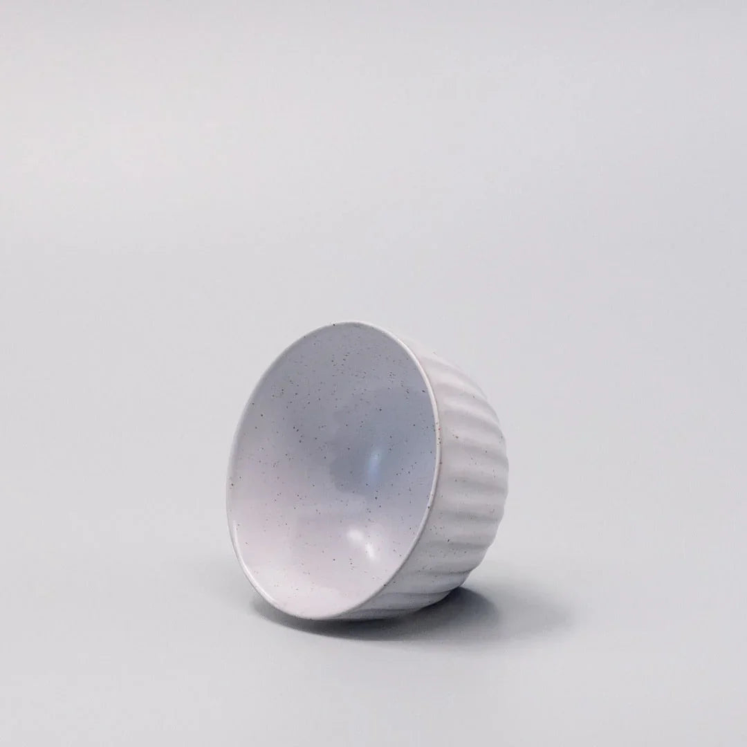 Tea Cup Ridged 150ml Speckled White