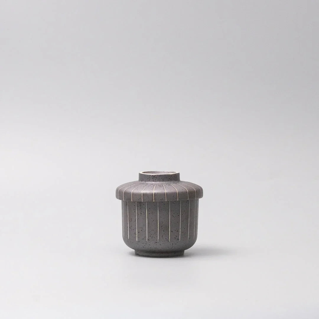 Cup Chawanmushi 170ml Matt Black Stripe Glaze