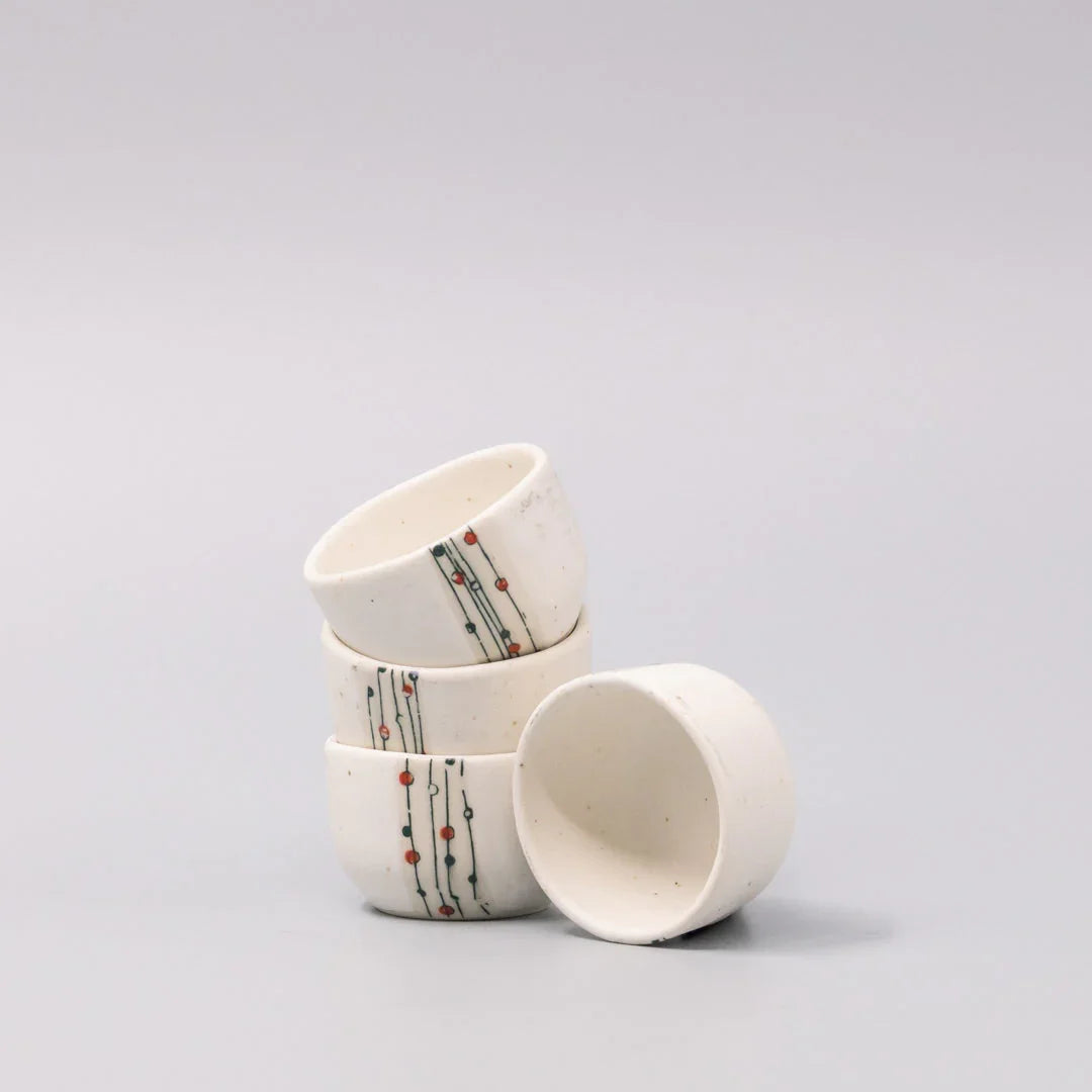 Sake Set for Four 330ml White Abacus Glaze
