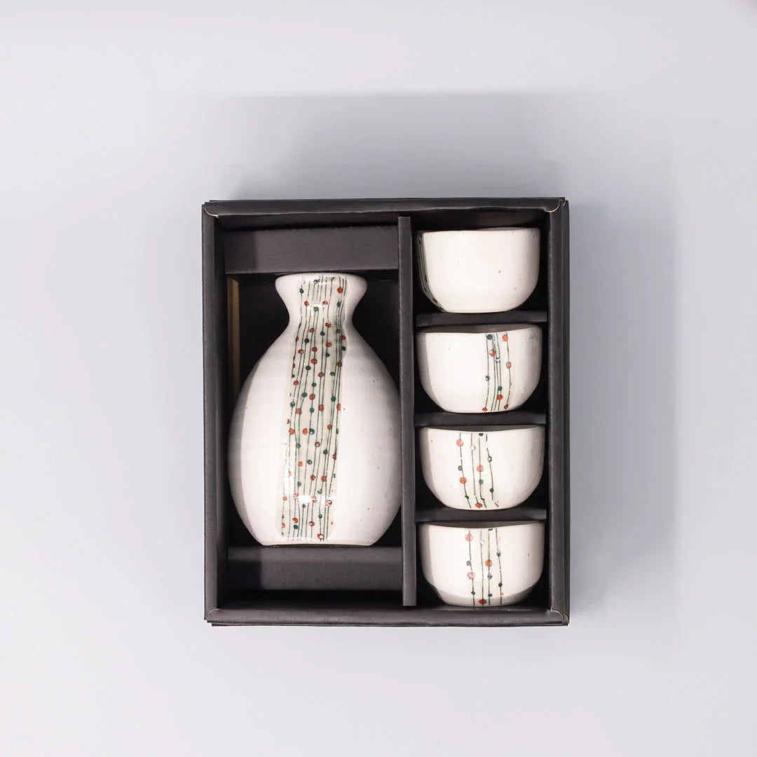 Sake Set for Four 330ml White Abacus Glaze