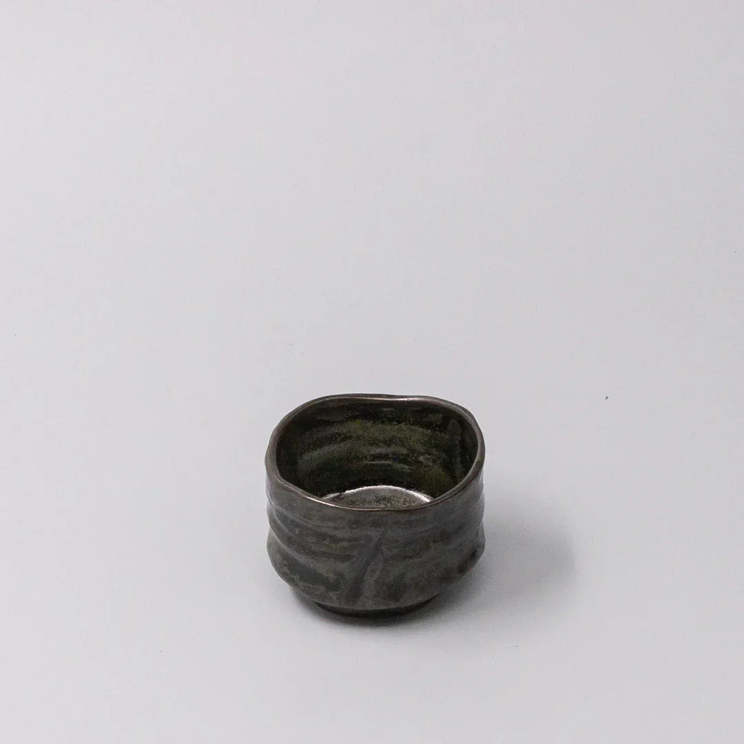 Sake Cup Moss Black Glaze