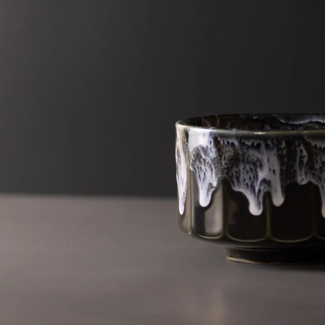 Matcha Tea Bowl 11cm Green with White drip
