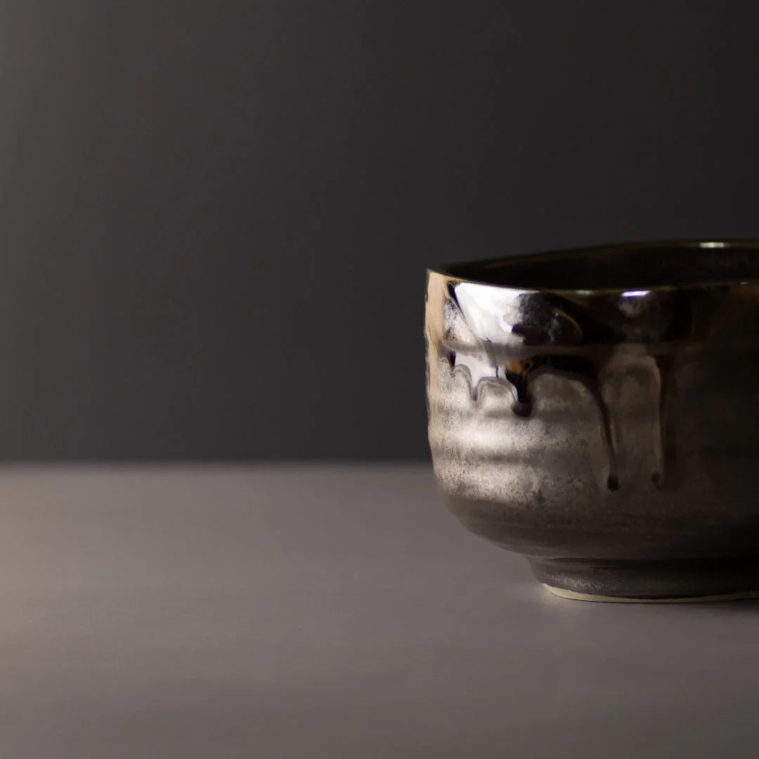 Matcha Tea Bowl 11.5cm Metallic Black