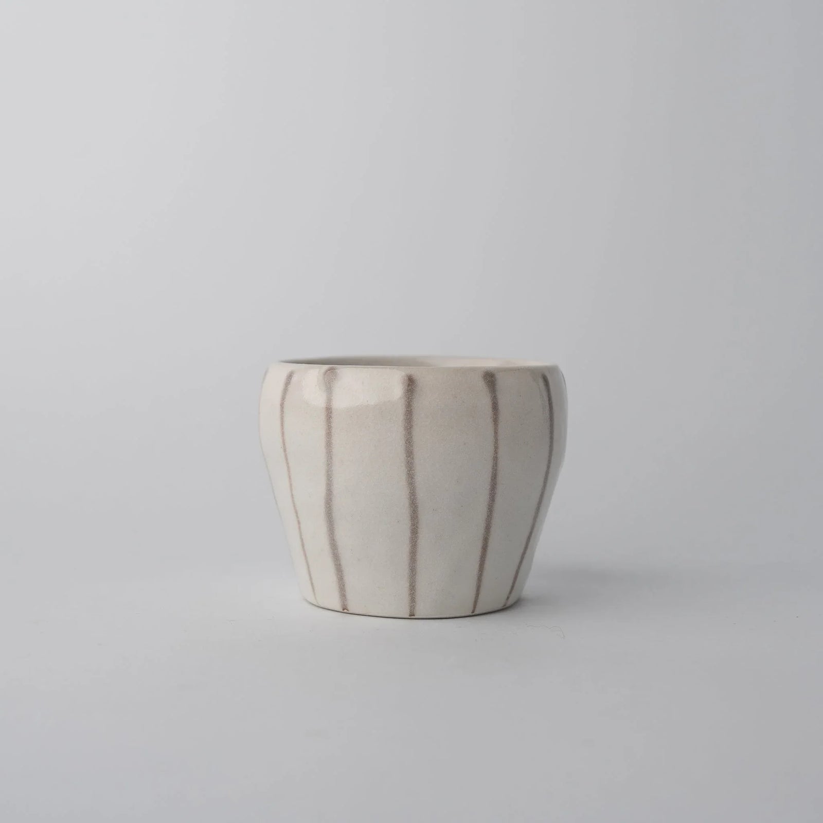 Cup 8cm 160ml Cream Grey Stripe Design