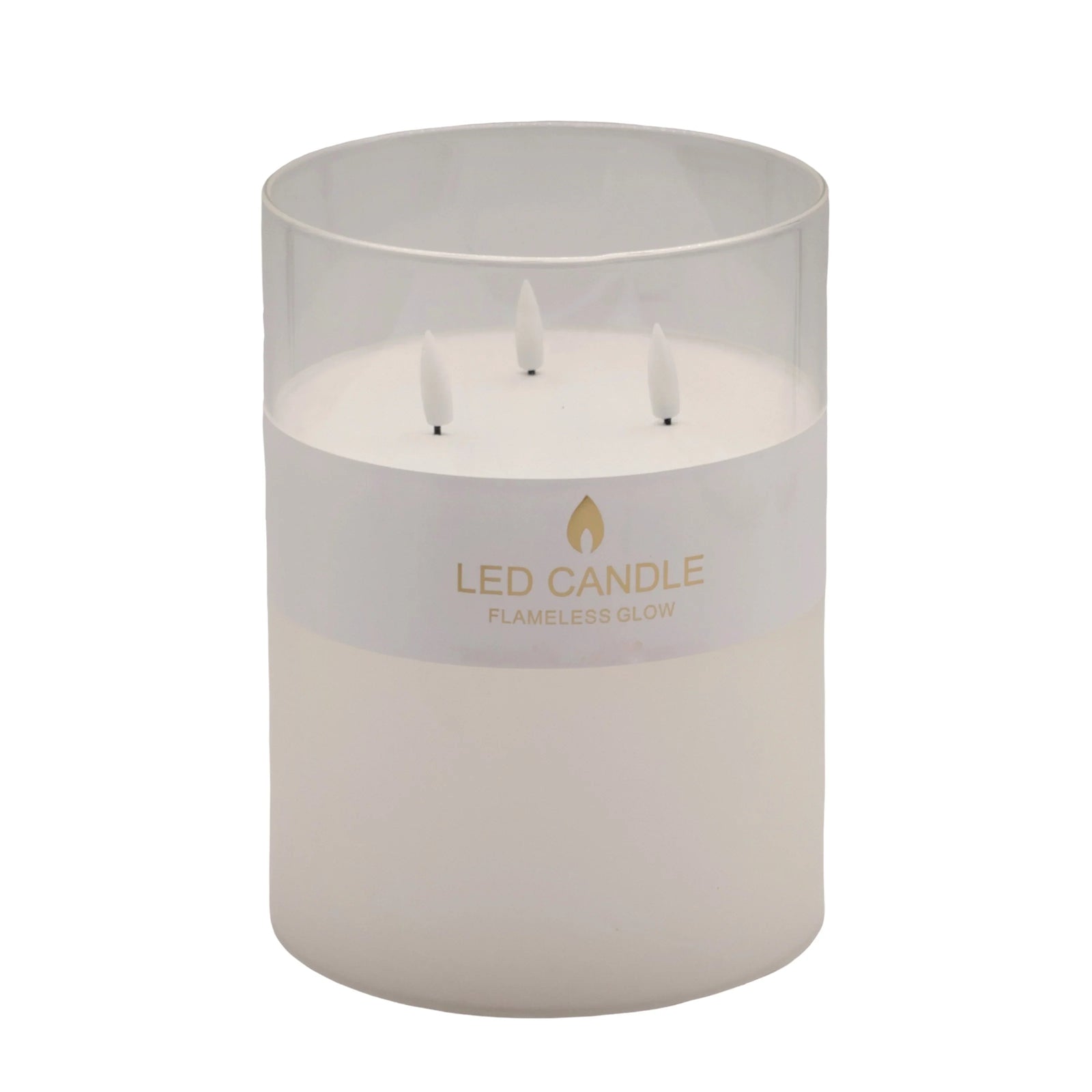 bulk 4 Glass Tube Led Candle 3 Wick 20cm
