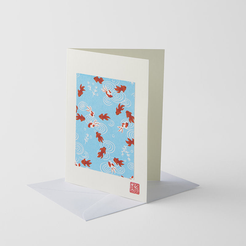 Card Handmade Chiyogami Goldfish Greeting