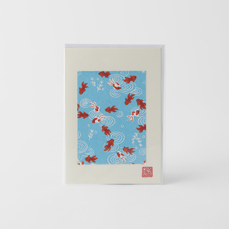 Card Handmade Chiyogami Goldfish Greeting