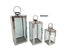 Bulk 6 Medium Polish Silver Metal & Glass Lantern 14x39cmh