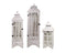 Tall Wooden Window Lantern W Draws White s/3 32x32x120cm