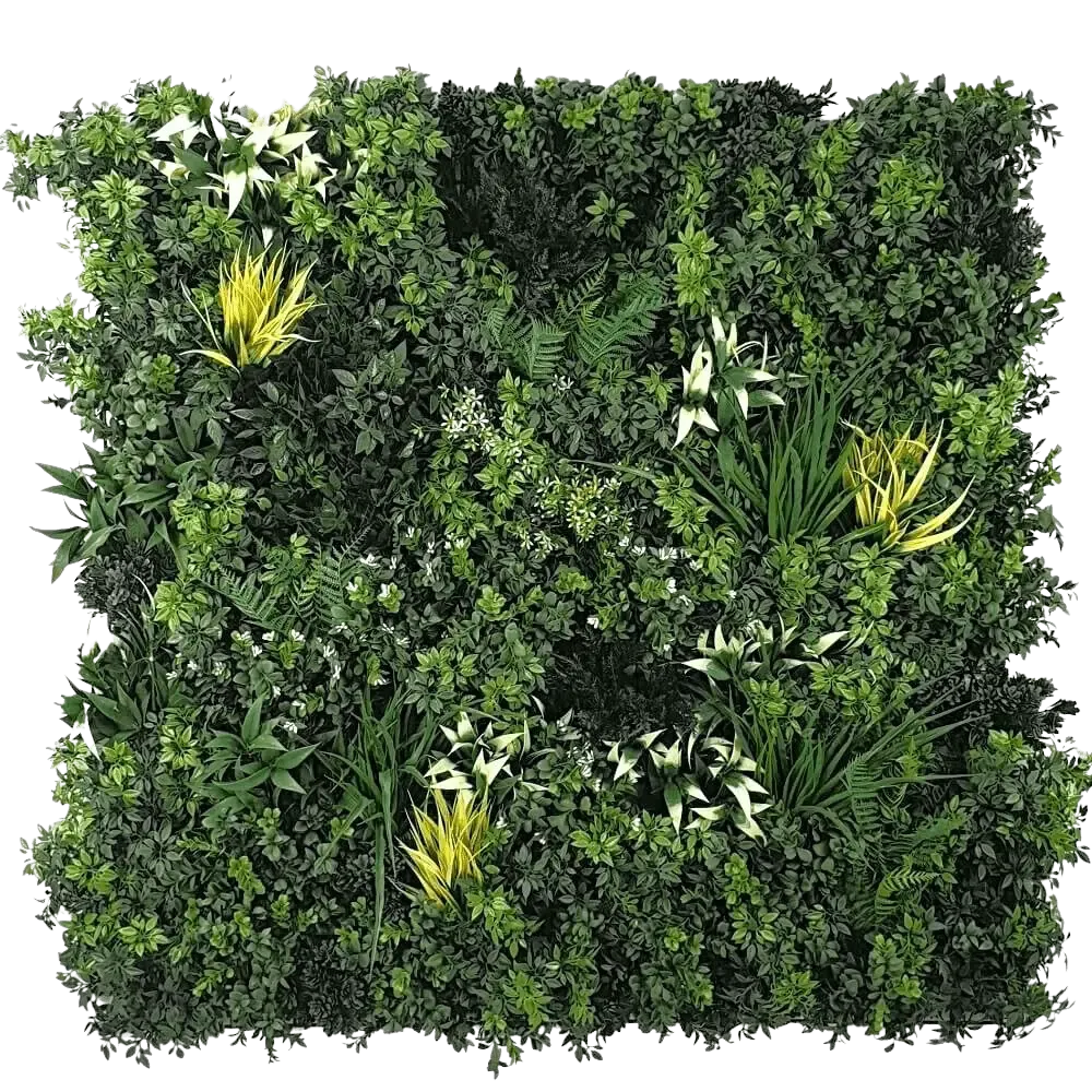 Commercial Grade Metal Backed Green Wall 1m x 1m UV Fire Retardant Panel