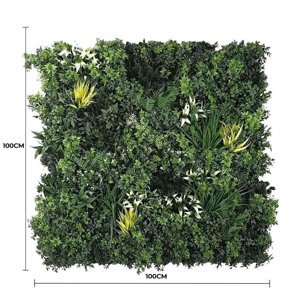 Commercial Grade Metal Backed Green Wall 1m x 1m UV Fire Retardant Panel