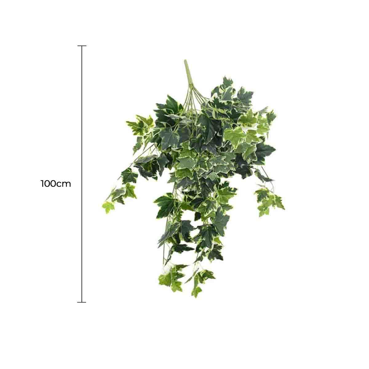 Mixed Green and White Tipped Ivy Bush Faux Plant, 100cm, Hanging Design