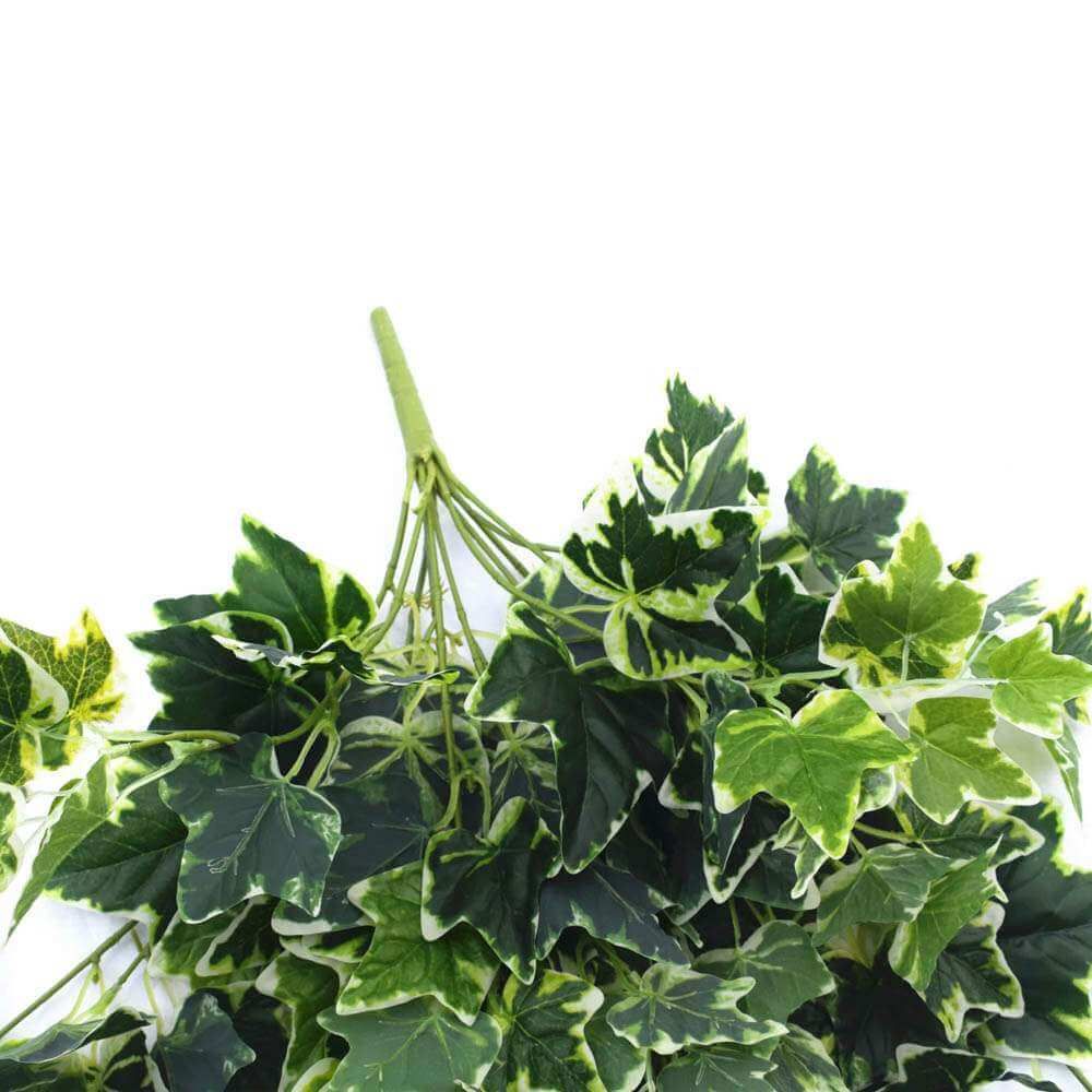 Mixed Green and White Tipped Ivy Bush Faux Plant, 100cm, Hanging Design