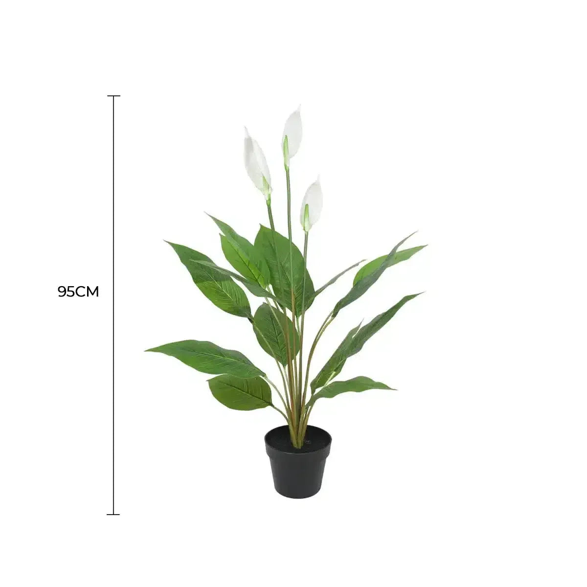 Artificial White Peace Lily Plant in Pot, 95cm Tall, Low-Maintenance Decor