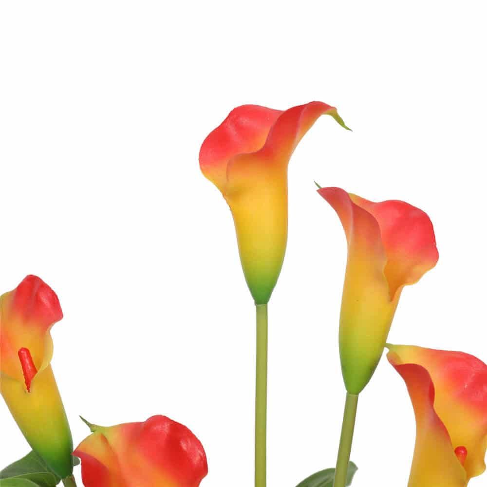 Artificial Flowering White & Orange Peace Lily Calla Lily Plant 50cm Real Touch