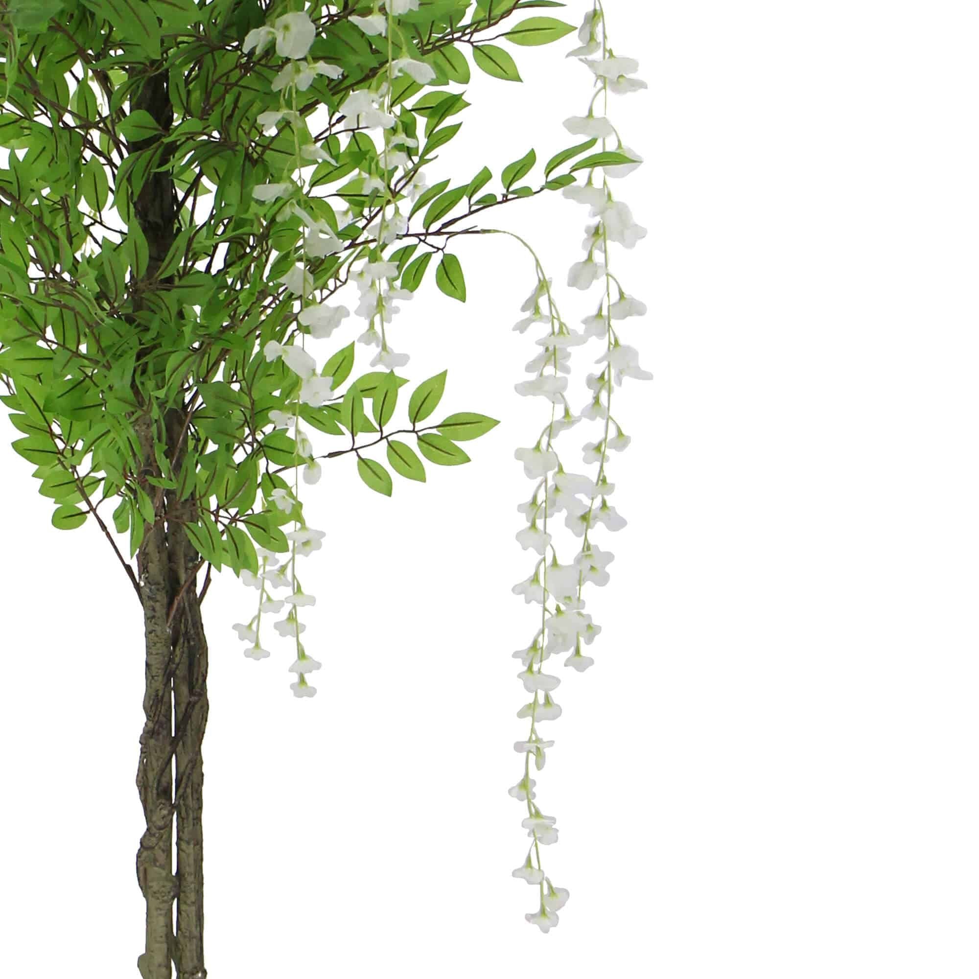 Artificial Wisteria Hanging Plant Arrangement with White Flowers, 180cm