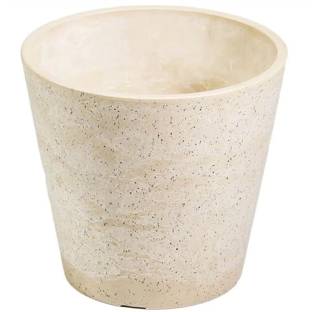 Imitation Stone Garden Pot in White/Cream, 20cm, Eco-Friendly, 600g Wt