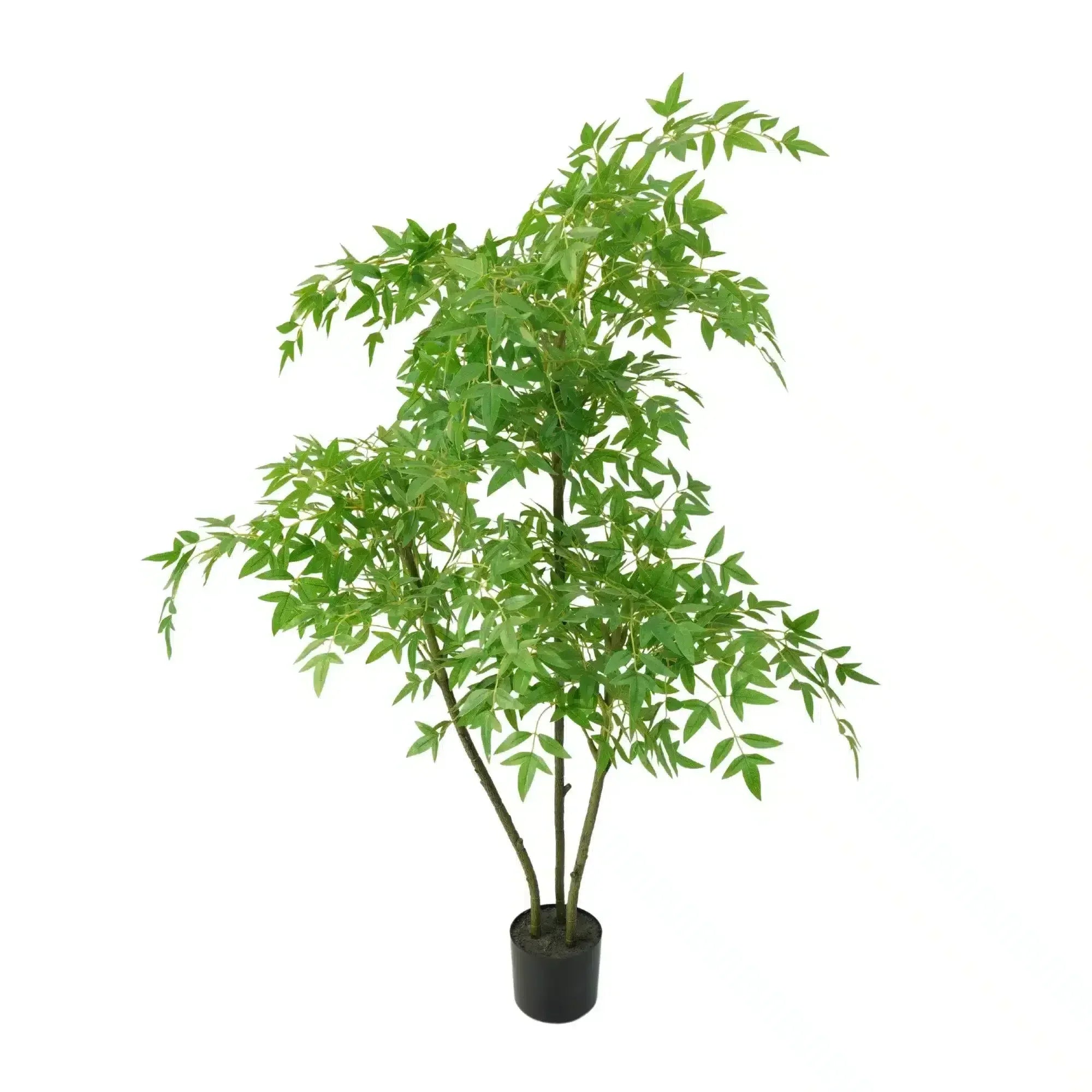 Artificial Nandina Tree Sacred Bamboo 140cm Potted Faux Plant in Black Pot