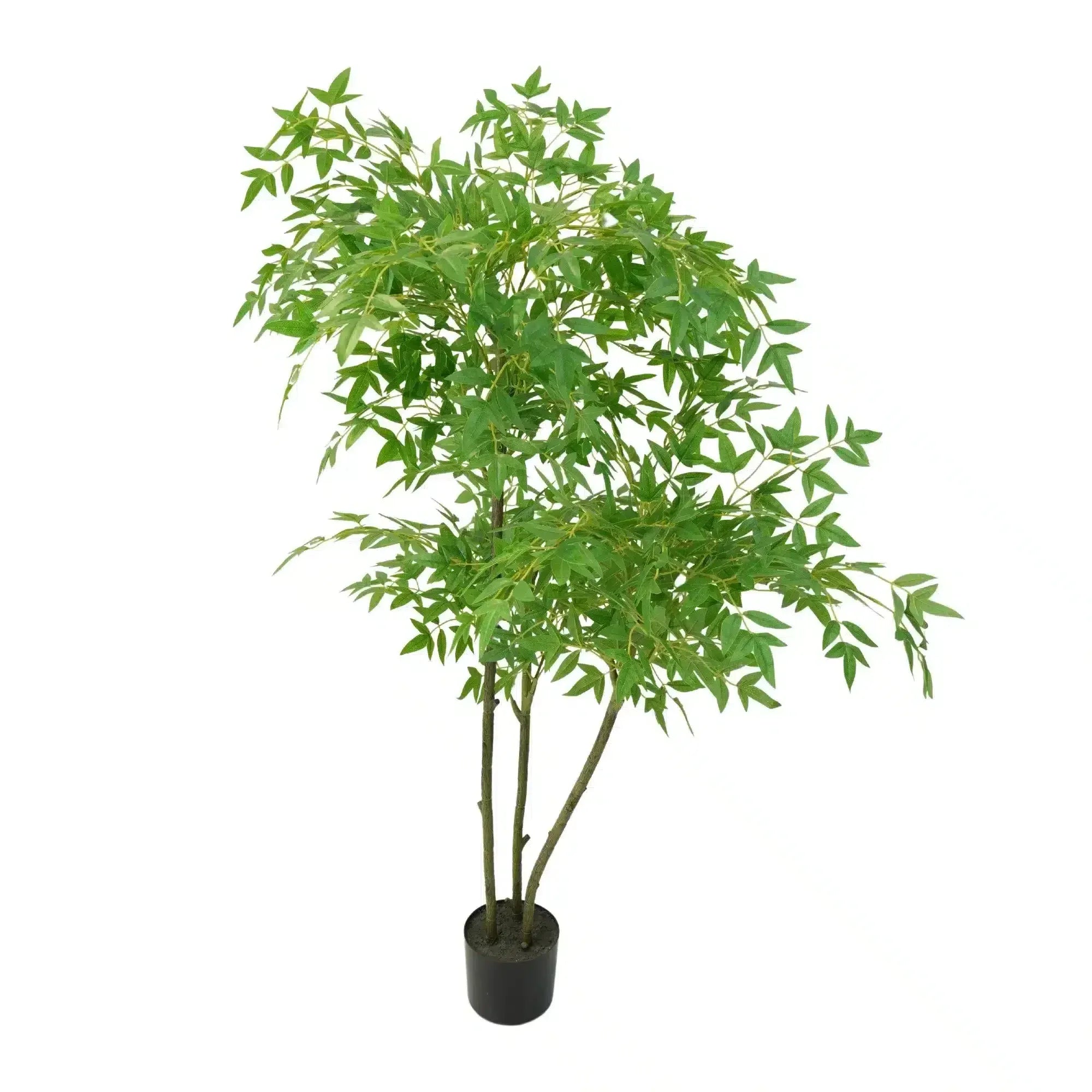Artificial Nandina Tree Sacred Bamboo 140cm Potted Faux Plant in Black Pot