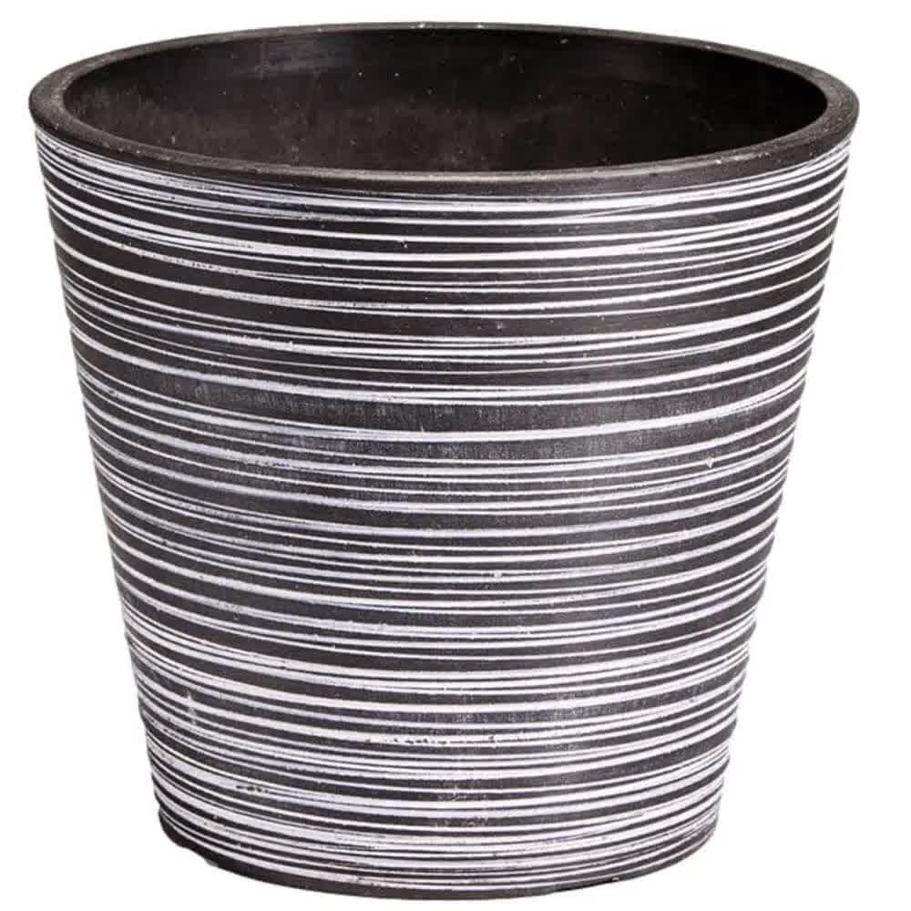 Black and White Hand Engraved Recycled Garden Pot 17cm, Eco-Friendly Build