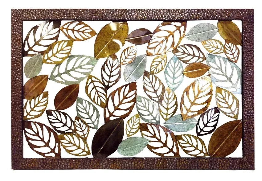 XL Multi-Colour Leaves Metal Wall Art, 152 x 102cm, Ready to Hang Set Now