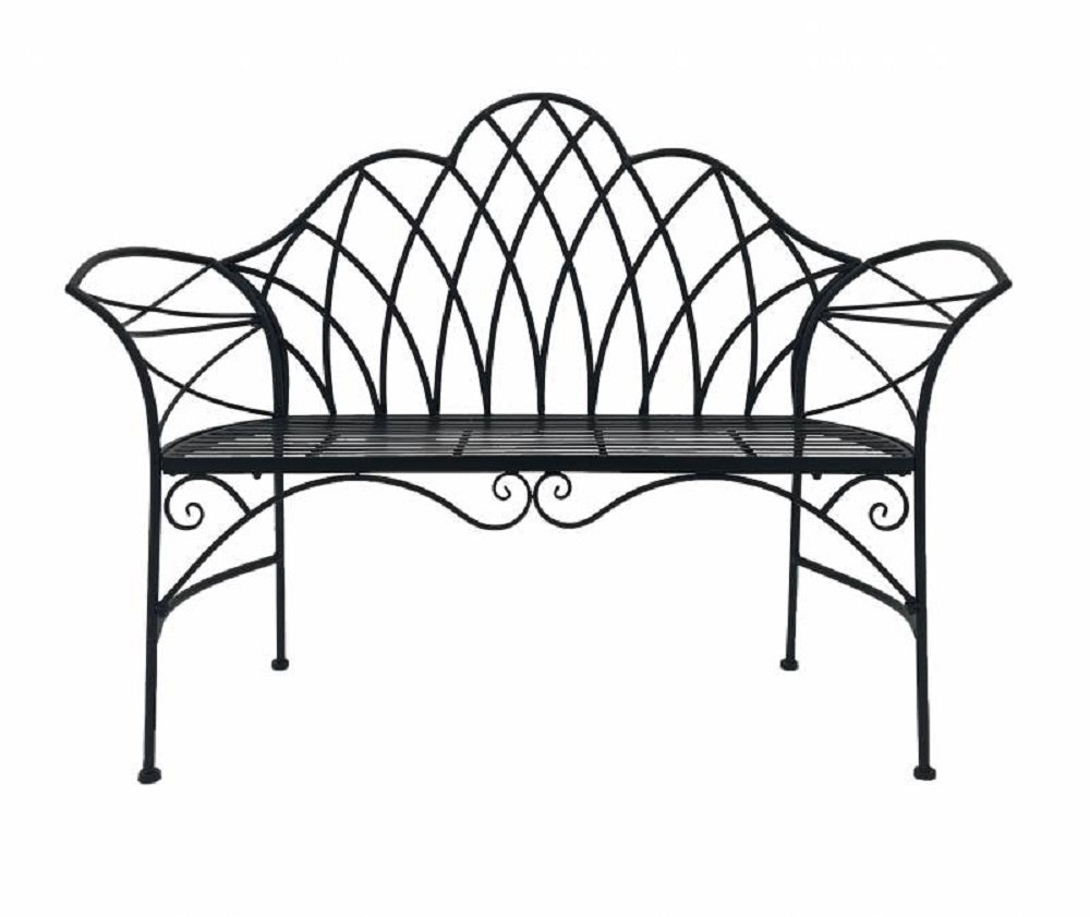 Garden Metal Bench 105cm Wrought Iron 2 Seater Antique Rust Patina