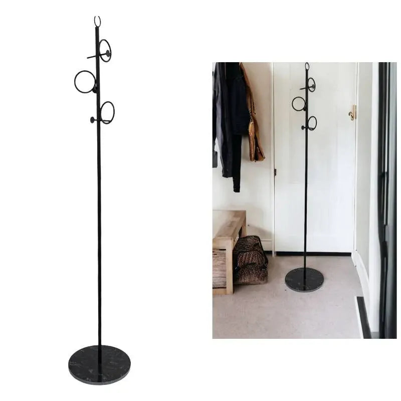 Marble Base Metal Coat Stand, 170cm Tall, Black Finish, 9kg Weight Total
