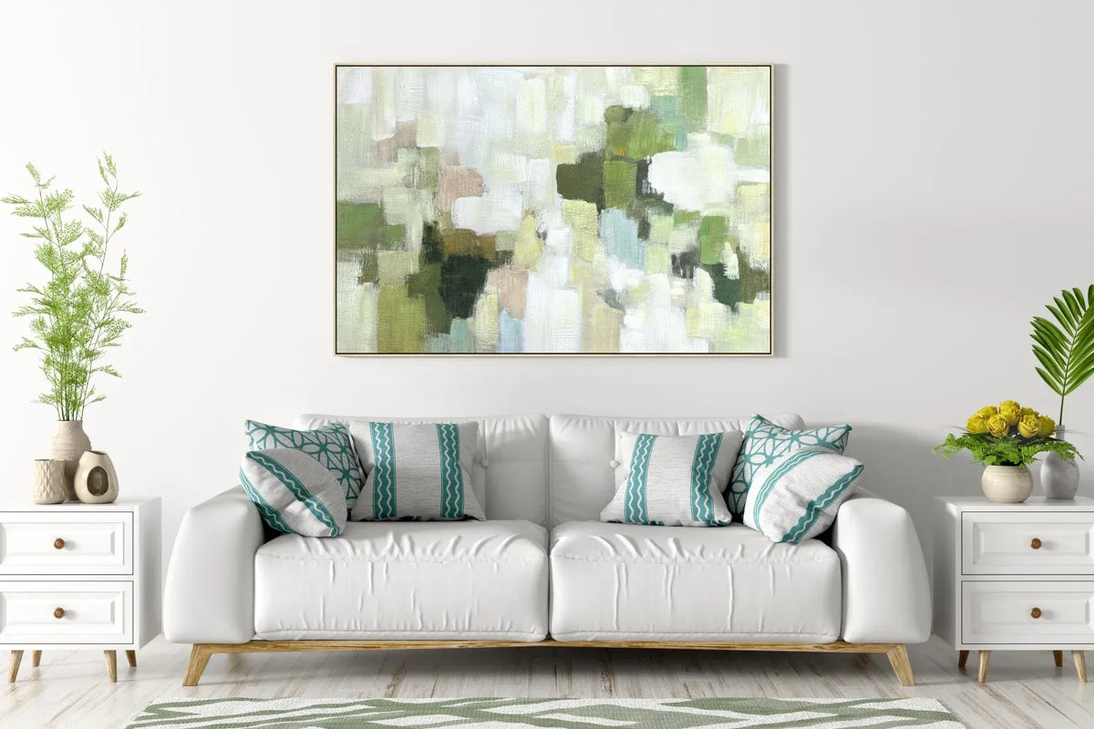 Green Abstract Canvas Wall Art 80x120cm Portrait Multicolour Abstract Artwork