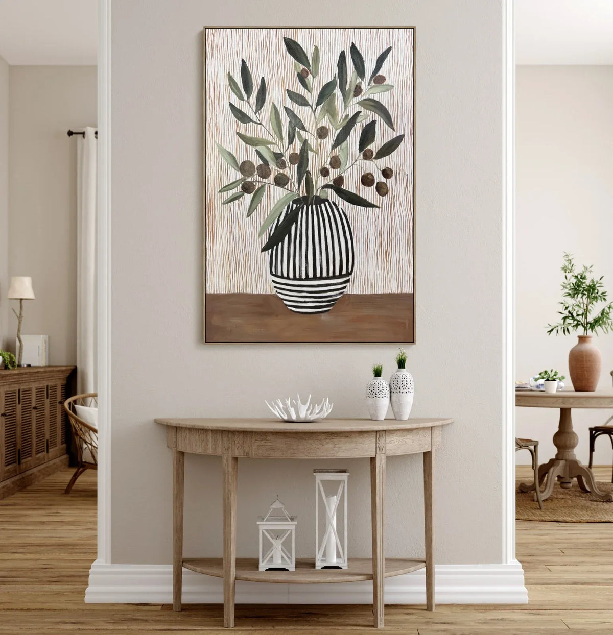 Olives in the Vase Tonal Canvas Wall Art 80x120cm Portrait Multicolour Artwork