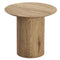 Elodie Side Table Oak 55cm MDF 3D Texture Round Living Room Unit Piece