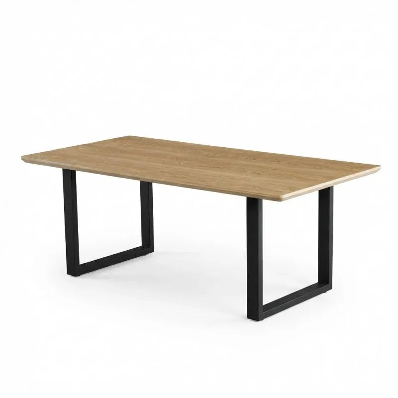 Teso Dining Table 120cm MDF Veneer Metal Frame Oak Black 180cm Length