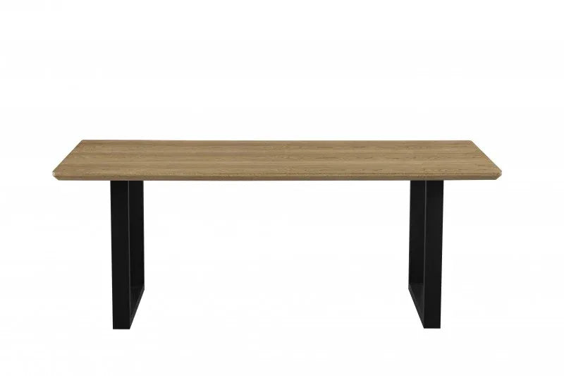 Teso Dining Table 120cm MDF Veneer Metal Frame Oak Black 180cm Length