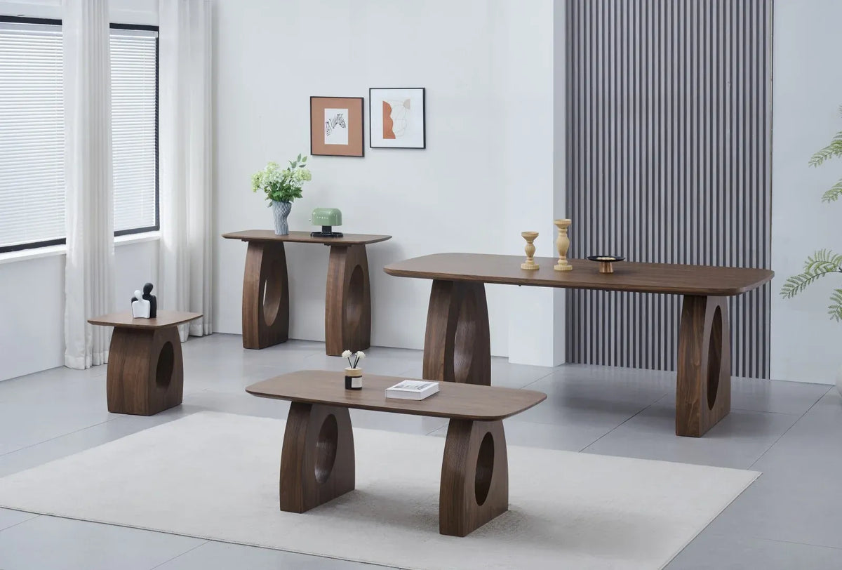 Cher Console Table Walnut Veneer 130cm Modern Wooden Hallway Entryway Hall Table