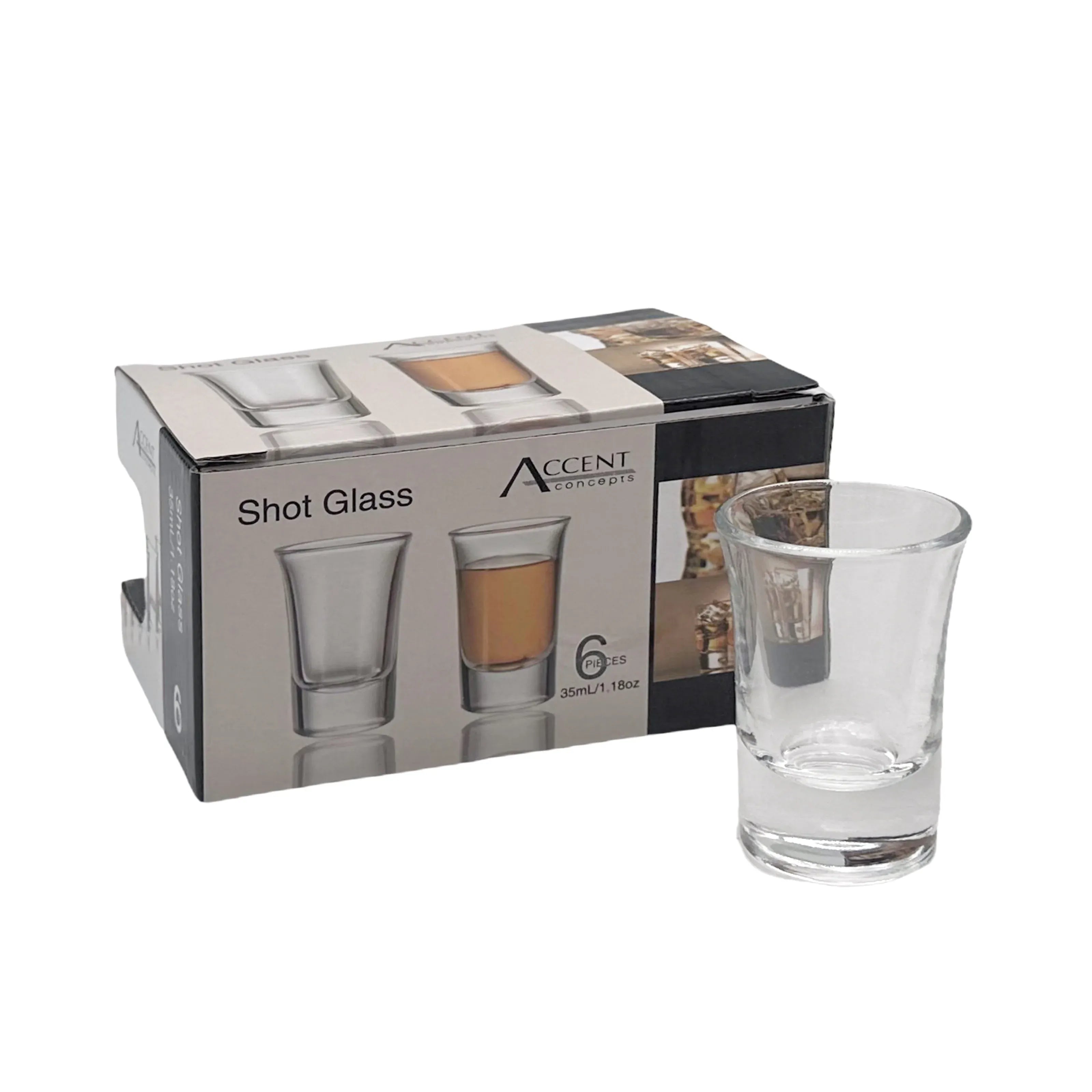 Clear Shot Glass In Gift Pack Set 6 35ml