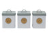 Set of 3 Metal Kitchen Storage Tin Sugar Tea Coffee, 18cm, Multi Colour