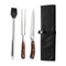 ASMOKE BBQ Carving Knife, Fork & Brush Set, German Steel, Walnut Handles, Gift