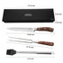 ASMOKE BBQ Carving Knife, Fork & Brush Set, German Steel, Walnut Handles, Gift