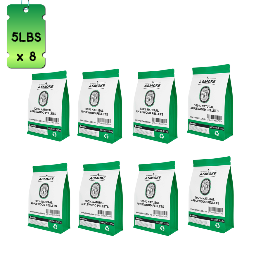 19kg (40lbs) Premium Apple Wood BBQ Smoker Pellets Bulk Bundle (8 x 2.27kg Bags)