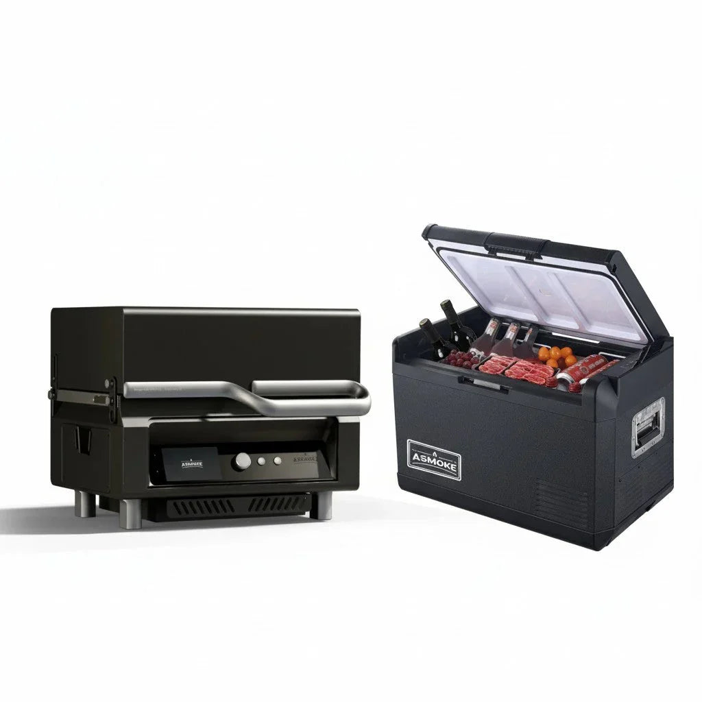 Essential Portable Wood Pellet Grill & Smart Smoker with 47L Premium Mini Fridge Bundle