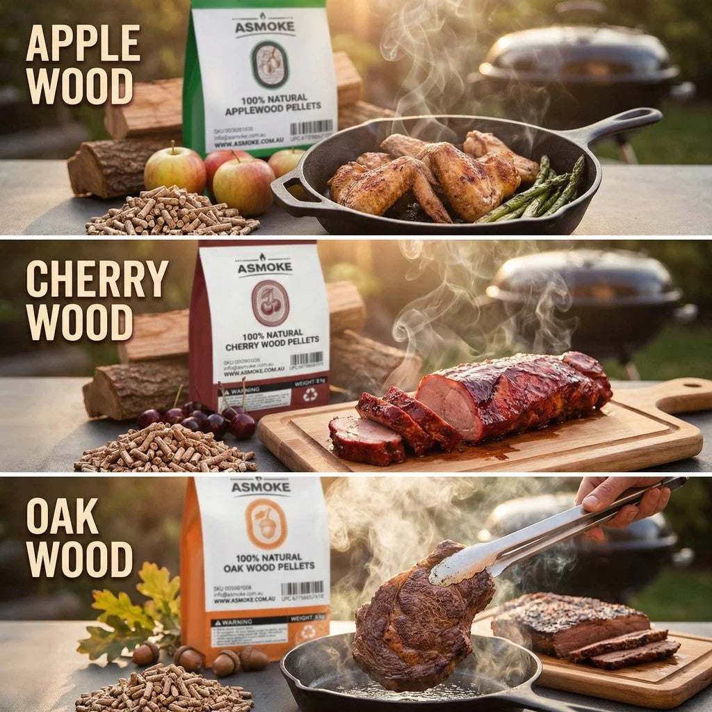 Essential Portable Smart Pellet Grill & Smoker + Assorted Flavors 20LBs (9kg) Premium Wood Pellets (Oak/Cherry/Apple)