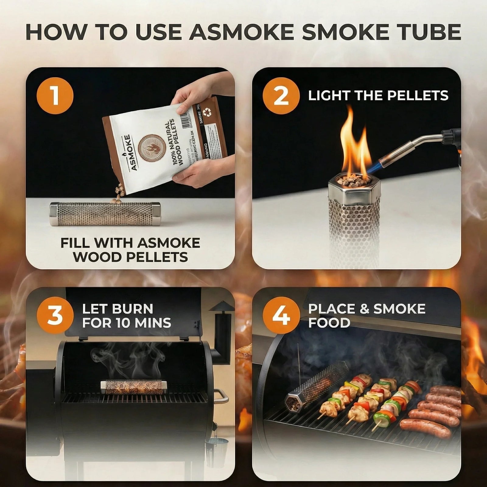 Essential Portable Smart Pellet Grill & Smoker + Assorted Flavors 20LBs (9kg) Premium Wood Pellets (Oak/Cherry/Apple)